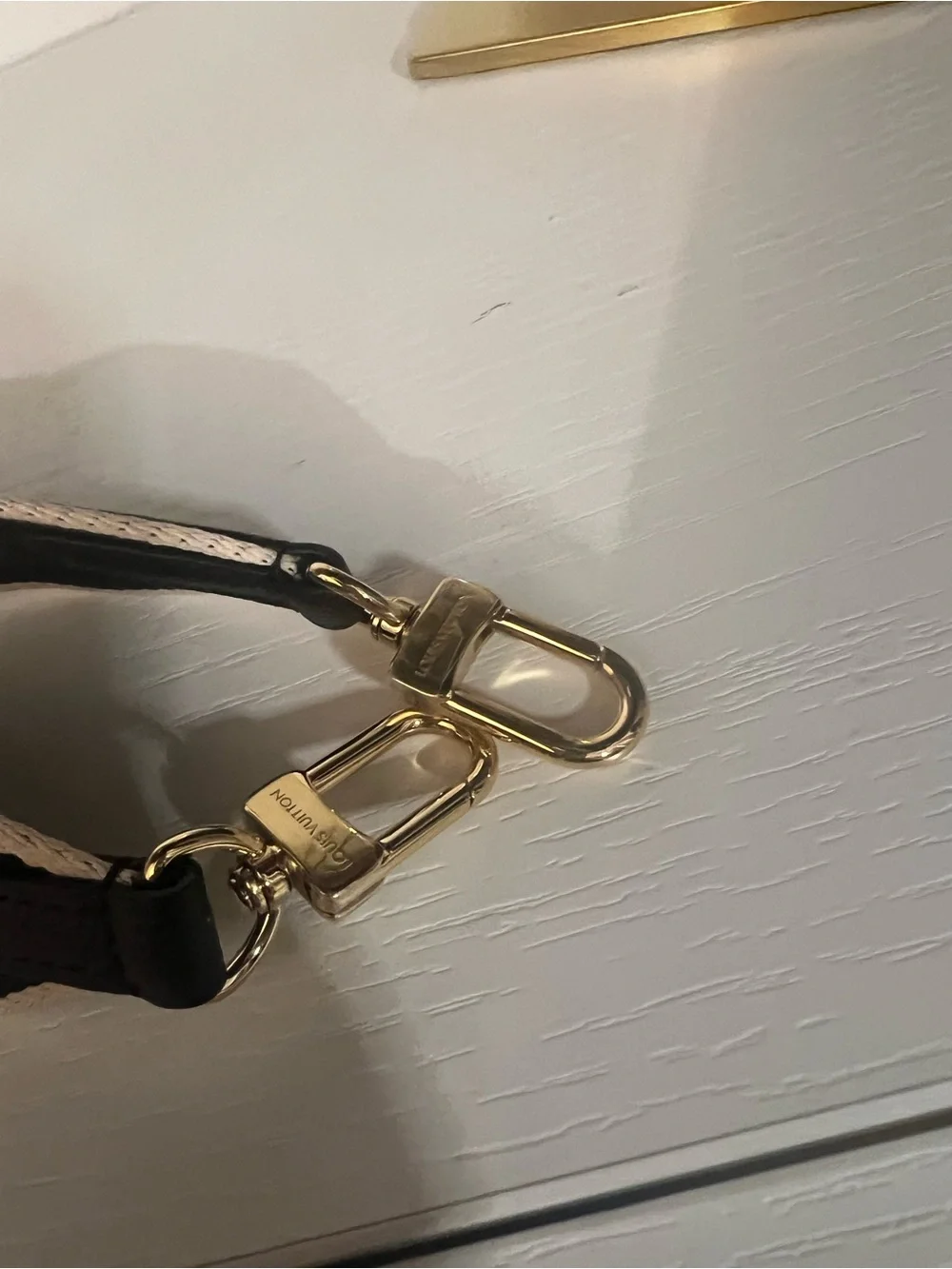 Louis Vuitton Black and Cream Logo Jacquard Shoulder Strap